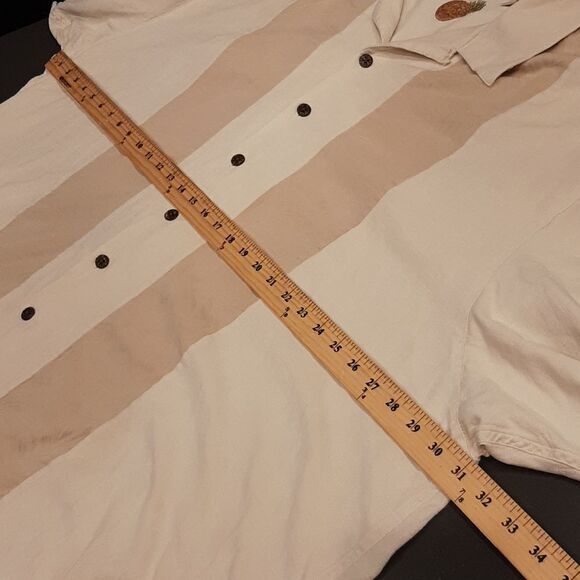 Caribbean Silk Cotton Beige Button-Down Shirt - Picture 5 of 11